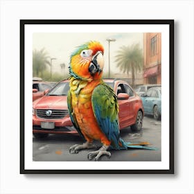 Parrot In The Parking Lot 1 Art Print