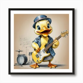 Duck Rocking A Guitar 1 Art Print