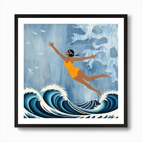 Woman In The Water Art Print