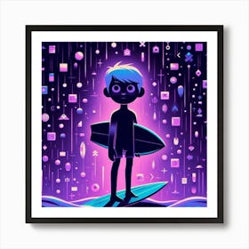 Boy On A Surfboard 1 Art Print