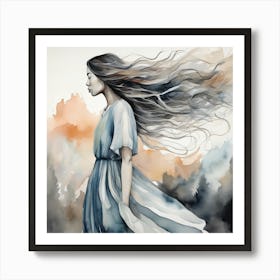 Girl With Long Hair Art Print