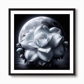 White Flower On The Moon Art Print