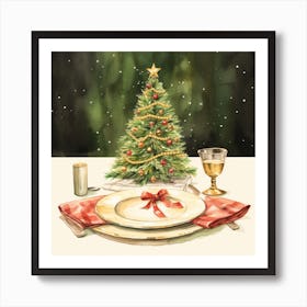 Christmas Table Setting 1 Art Print