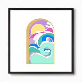 Ocean Waves Colours Square Art Print