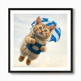 Flux Schnell A Serene Cat Wearing A Miniature Parachute With V 3 Poster