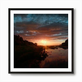 Sunset Over River Art Print