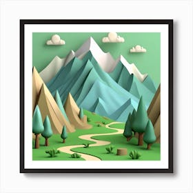 Firefly An Illustration Of A Beautiful Majestic Cinematic Tranquil Mountain Landscape In Neutral Col (23) Art Print