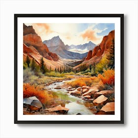 Watercolor Landscape Spiritual Abstraction Rocky Mountains Art Print