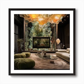 Glass Chandelier In Living Room Art Print