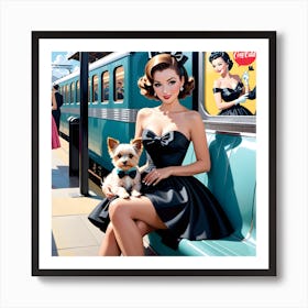 Cute Dog And Dress Art Print