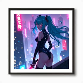 Anime Girl With Sword Art Print