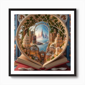 Magical Cities Seen Through Intricate Book Nook 1 Art Print