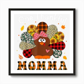 Groovy One Thankful Momma Shirt Leopard Turkey Thanksgiving Art Print