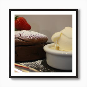 Chocolate Dessert With Ice Cream Art Print