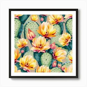 Prickly Pear Cactus Flower Plant Art Print