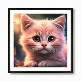 Pink Kitten Art Print