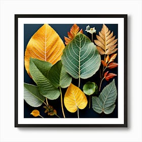 Autumn Leaves, Different Types Of Leaves And Their Textures art print 2 Art Print