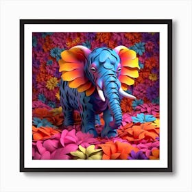 Elephant In Flowers 1 Art Print