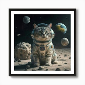 The Big Leap: A space cat takes a big step into the unknown. Art Print