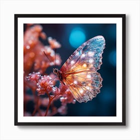 Butterfly On Pink Flower Art Print