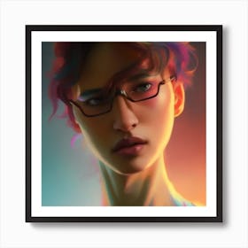 Girl With Glasses Art Print