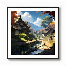 Village In Autumn Art Print