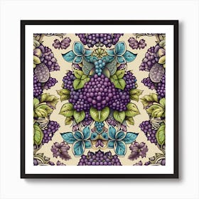 Seamless Pattern With Grapes Art Print