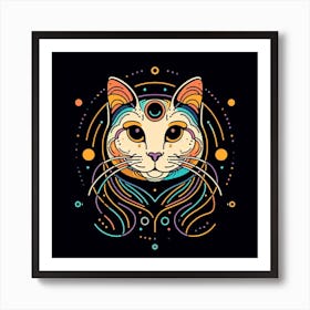 Psychedelic Cat Art Print