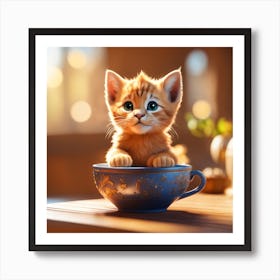 Cute Kitten In A Teacup Art Print