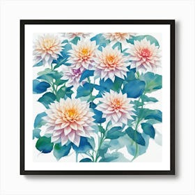 Watercolor Dahlias Art Print