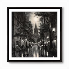 Rainy Night On The Street Art Print