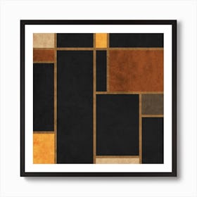 Mondrian Grid Black 1 Square Art Print
