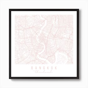 Bangkok Thailand Light Pink Minimal Street Map Square Affiche