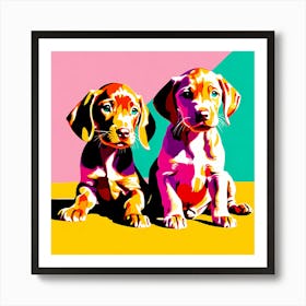 Vizsla Pups, This Contemporary art brings POP Art and Flat Vector Art Together, Colorful Art, Animal Art, Home Decor, Kids Room Decor, Puppy Bank - 132nd Art Print