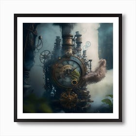 Steampunk Steam Engine Art Print