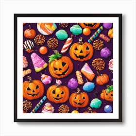 Halloween Candy Seamless Pattern 2 Art Print