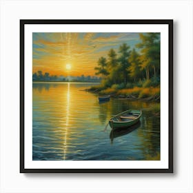 Sunset By The Lake Art Print