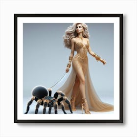 Golden Woman With A Spider Art Print