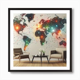 Graphic World: A Colorful and Creative Art Print of a World Map Art Print