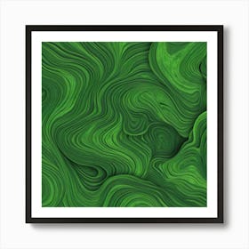 Abstract Green Wavy Texture Art Print