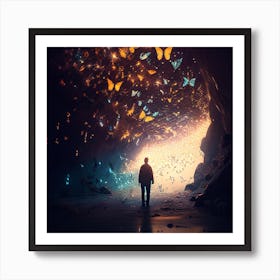 Myeera Hundred Of Butterflies Hanging In A Cave Unreal Engine G 80d3d378 5eb3 45bb A60b 0ae5c51ba55a Art Print