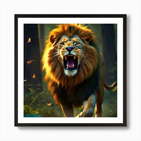 Lion In The Forest Art Print