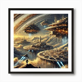 A Sci Fi Depiction Of The Early Settlements On Jup 1 Art Print