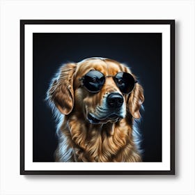 Golden Retriever In Sunglasses Art Print