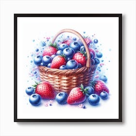 A basket of blueberry 3 Art Print