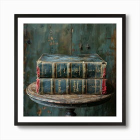 Old Books On A Wooden Table Art Print