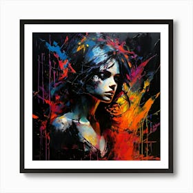 Girl With Colorful Hair Art Print