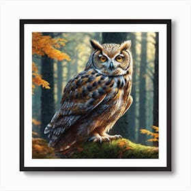 Owl In The Forest 150 Art Print