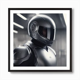 Create A Cinematic Apple Commercial Showcasing The Futuristic And Technologically Advanced World Of The Man In The Hightech Helmet, Highlighting The Cuttingedge Innovations And Sleek Design Of The Helmet And (12) Art Print