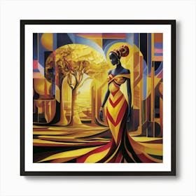African Woman In Yellow Dress Art Print
